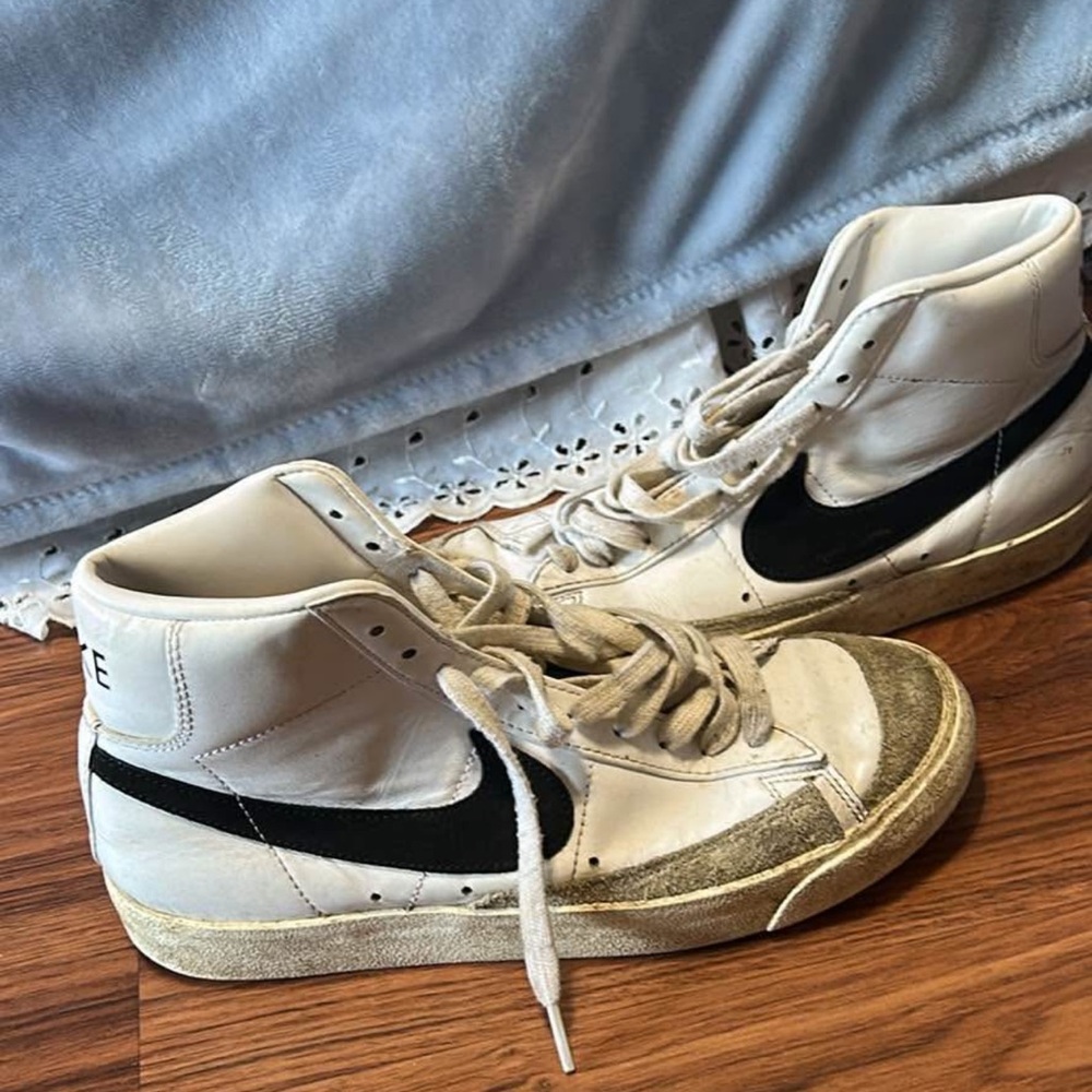 Nike White and Black High-Top Sneakers